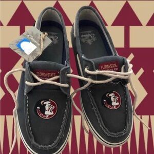 FSU Florida State Seminoles Logo Mens 9M Blue Canvas Topsider Boat Shoes NWT